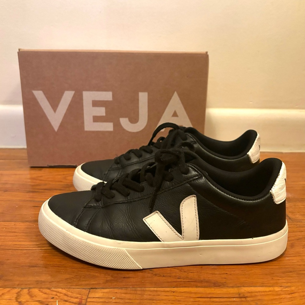 Veja Black Leather Campo Sneakers